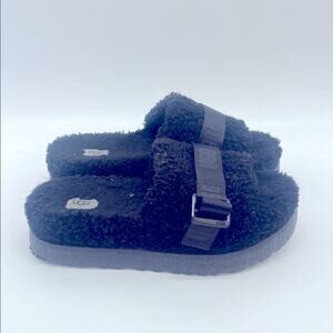 UGG Fluffita sheepskin Sherpa slip on platform sandals sz 12